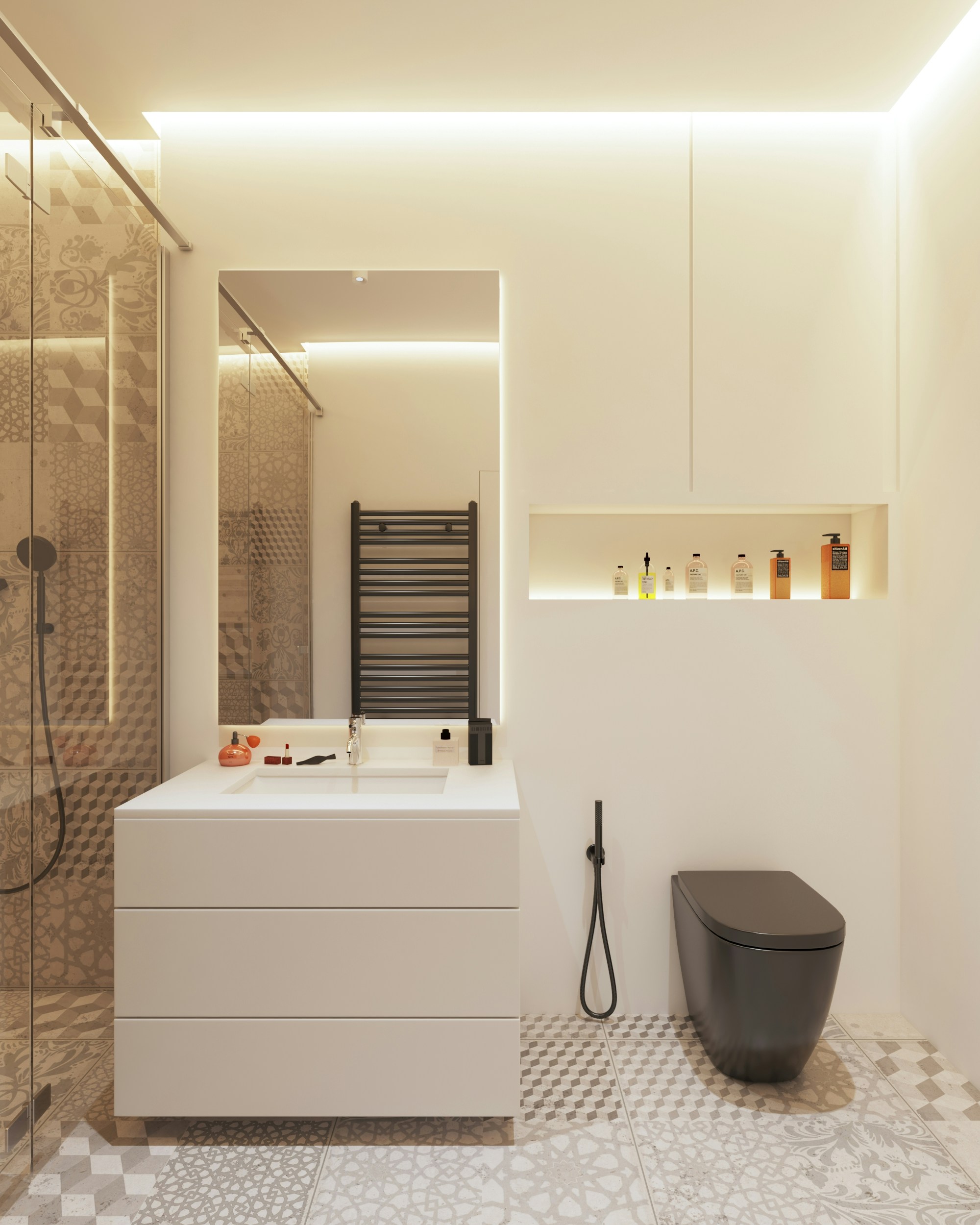 Cleaner cleaning a bathroom